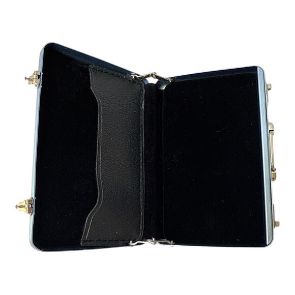 Mini Metal Briefcase Card Holder Blue Aluminum Alloy Case New - Picture 4 of 5